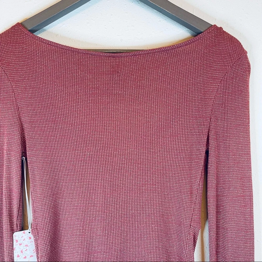 Free People Intimatly Bell Sleeve Cut Off Ruffle Top Size XS NWT